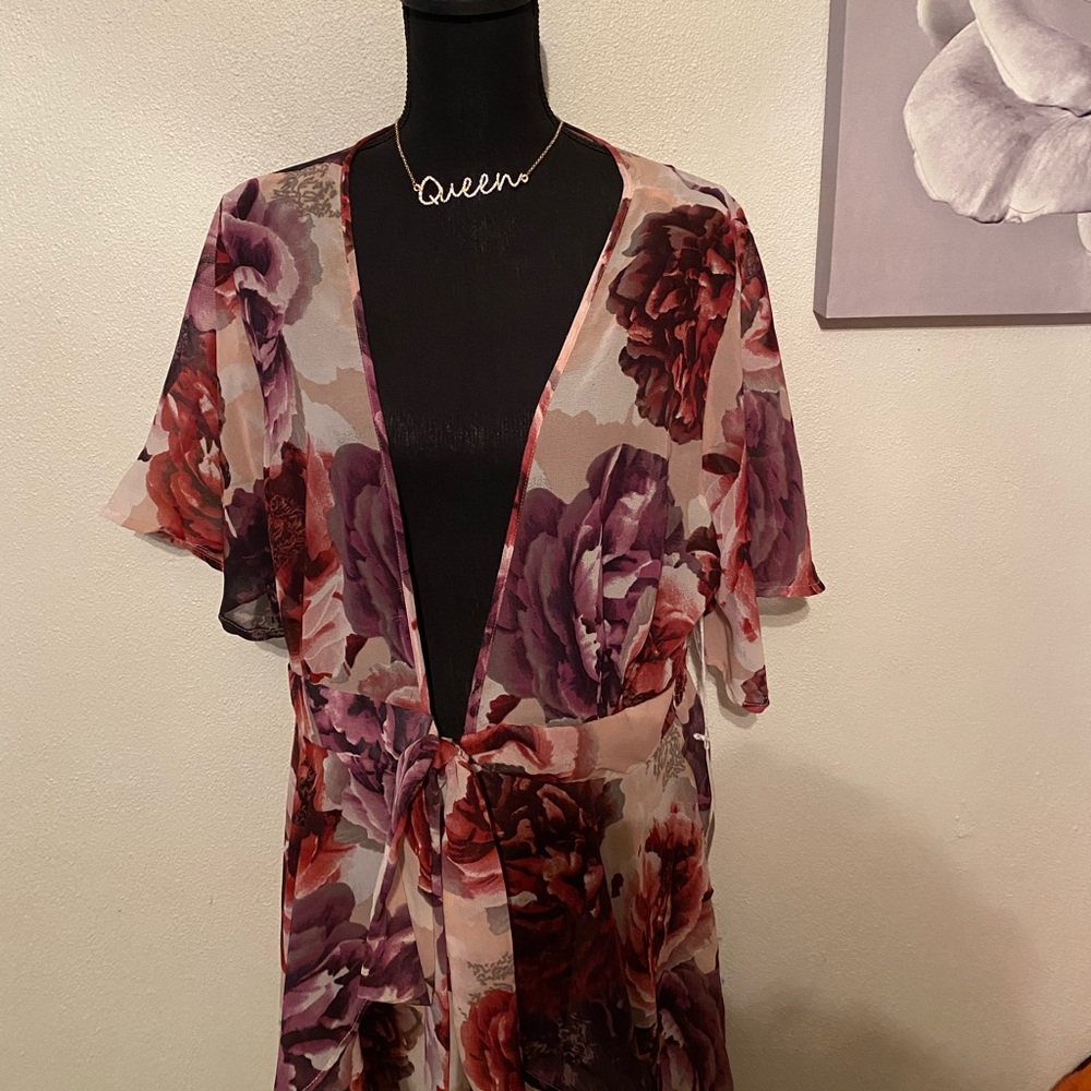 Purple hi-lo kimono (necklace not included)